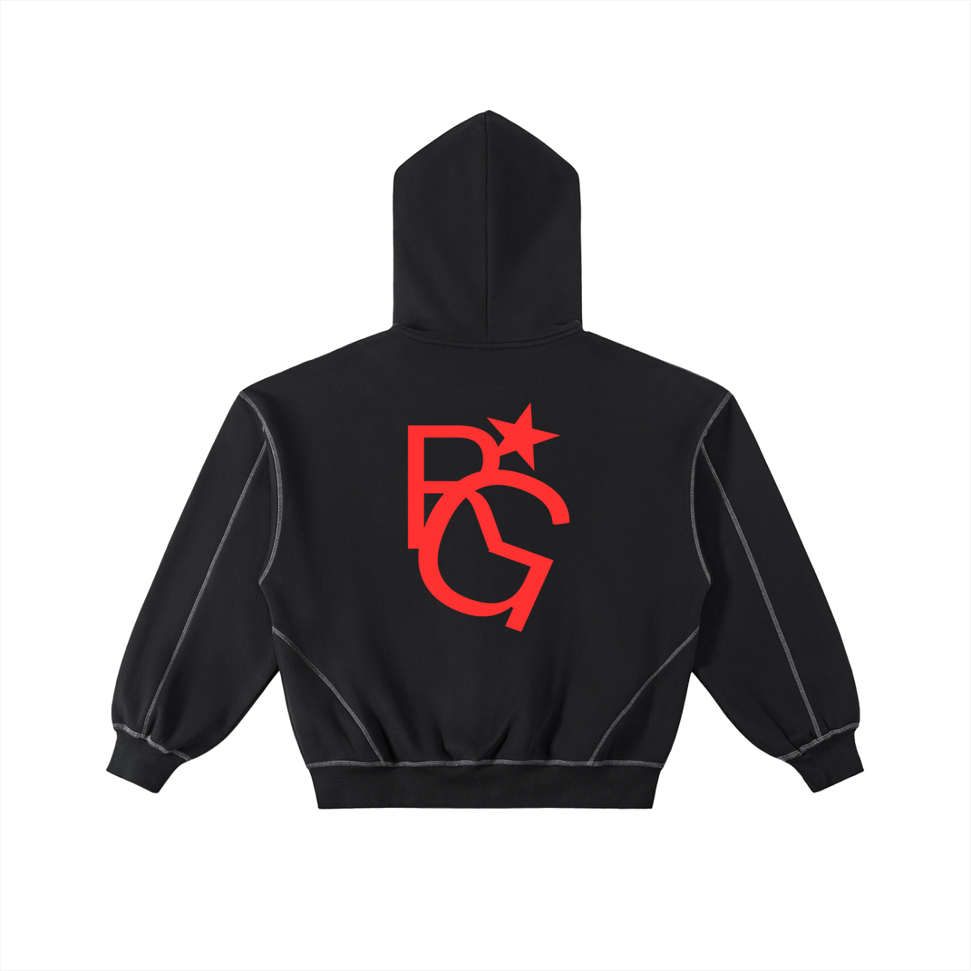 "RICH GALLERY COLLECTION" By Map House Contrast-Stitched Boxy Fleece Zip Hoodie