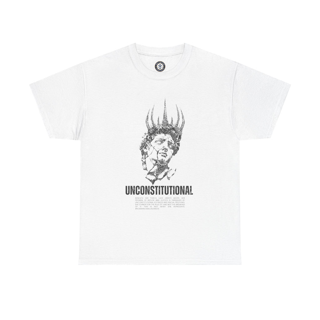 Unconstitutional Graphic Tee — Statue of Liberty Crowned Protest T‑Shirt