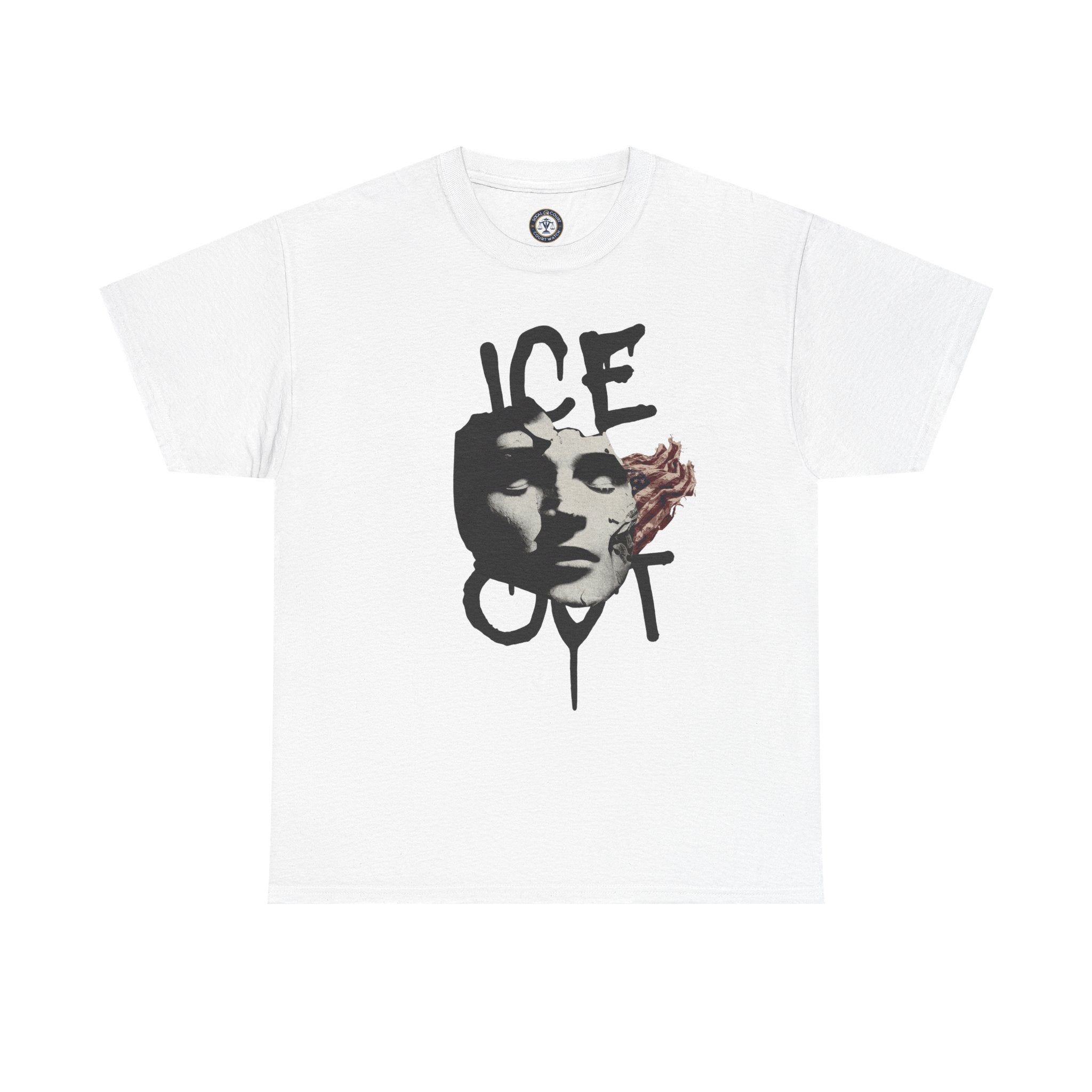 Ice Out Mask Graphic Tee — Abstract Face with Flame Art