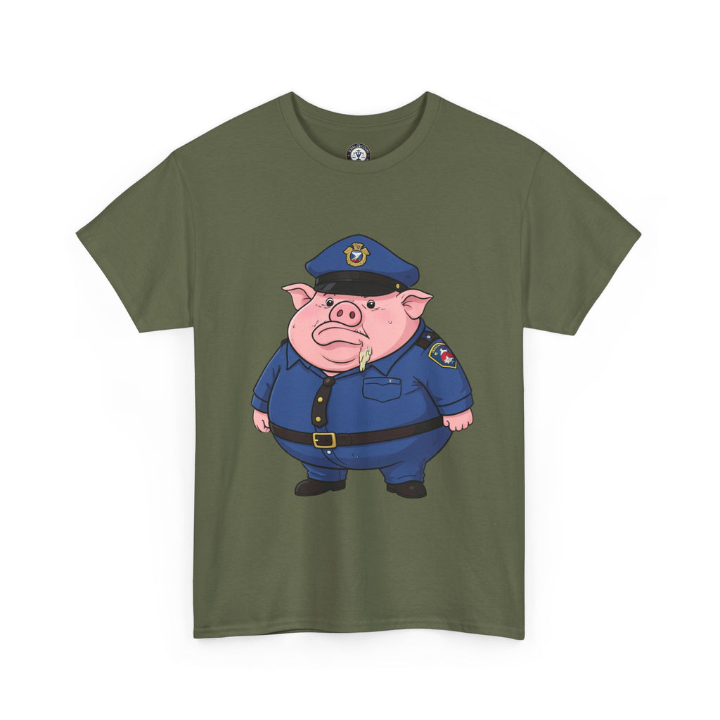 Funny Pig Officer Cartoon T-Shirt — "FTP" Graphic Tee