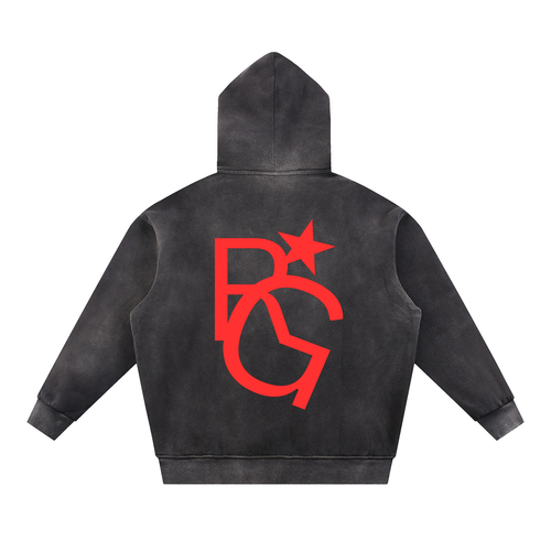 "RICH GALLERY COLLECTION" By Map House Sun Fade Contrast Tape Fleece Hoodie