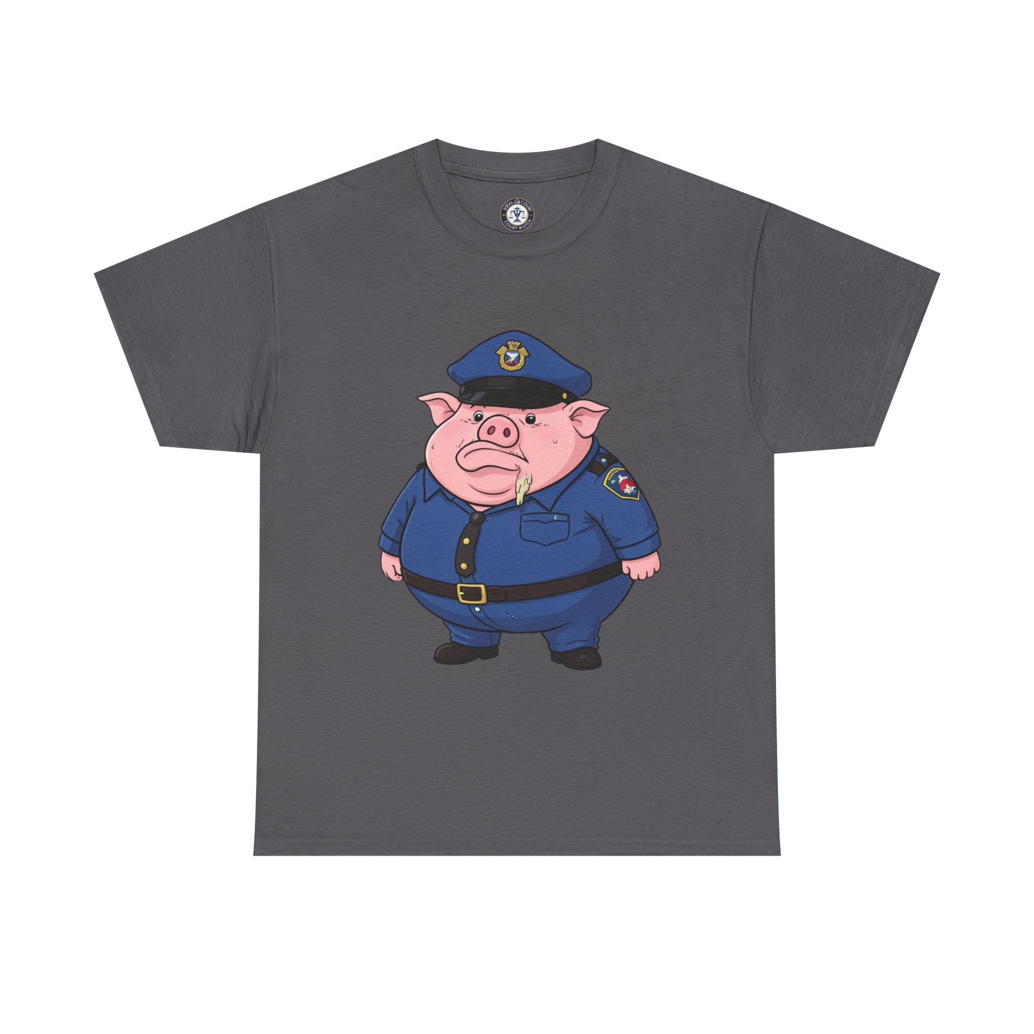Funny Pig Officer Cartoon T-Shirt — "FTP" Graphic Tee