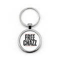 'FREE CHAZZ' Protest Message Keyring— Round Stainless Steel Keychain