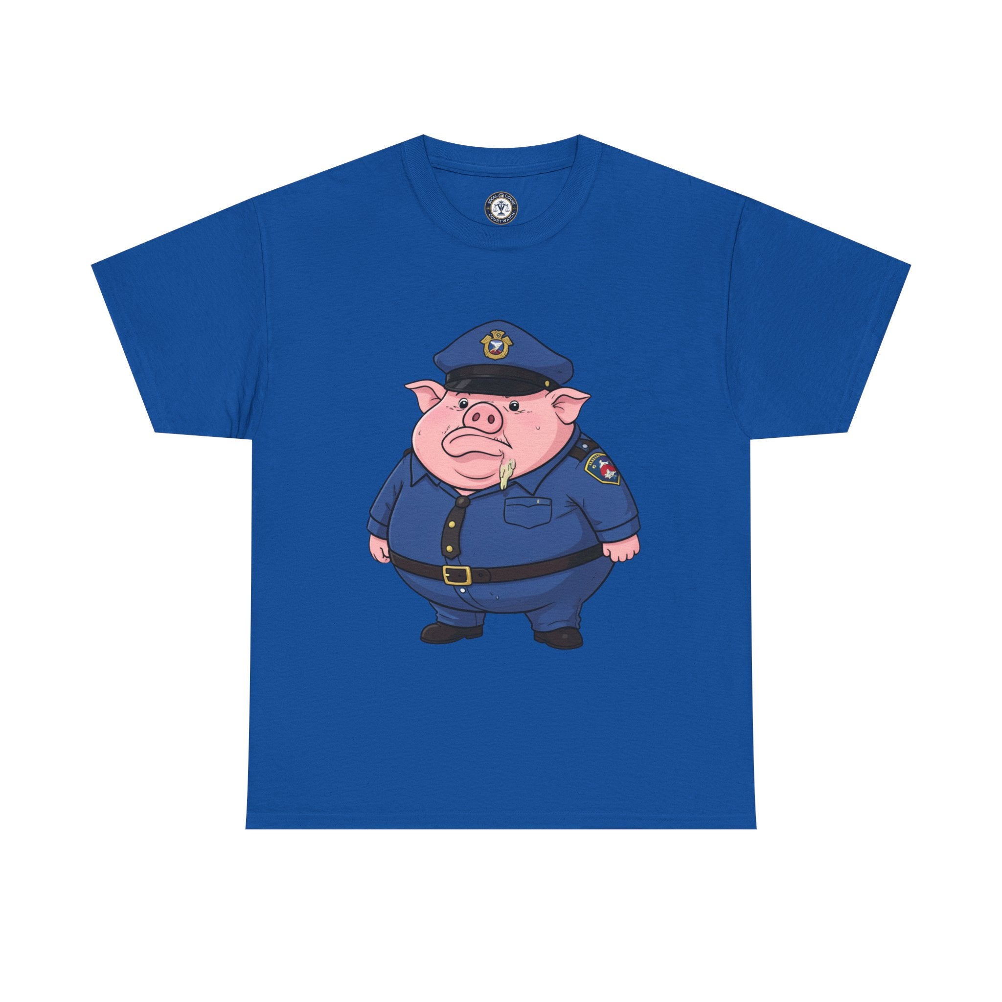 Funny Pig Officer Cartoon T-Shirt — "FTP" Graphic Tee
