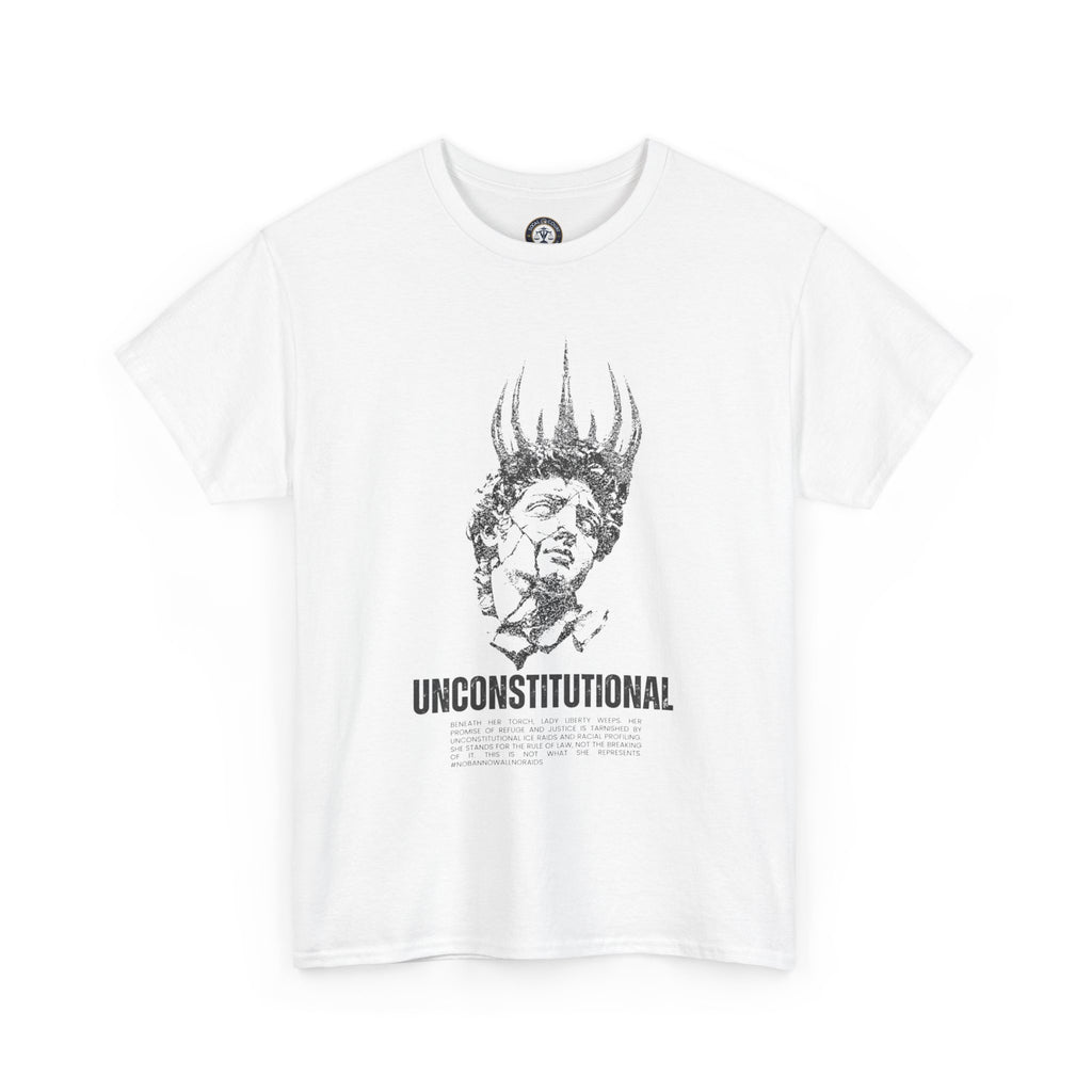 Unconstitutional Graphic Tee — Statue of Liberty Crowned Protest T‑Shirt