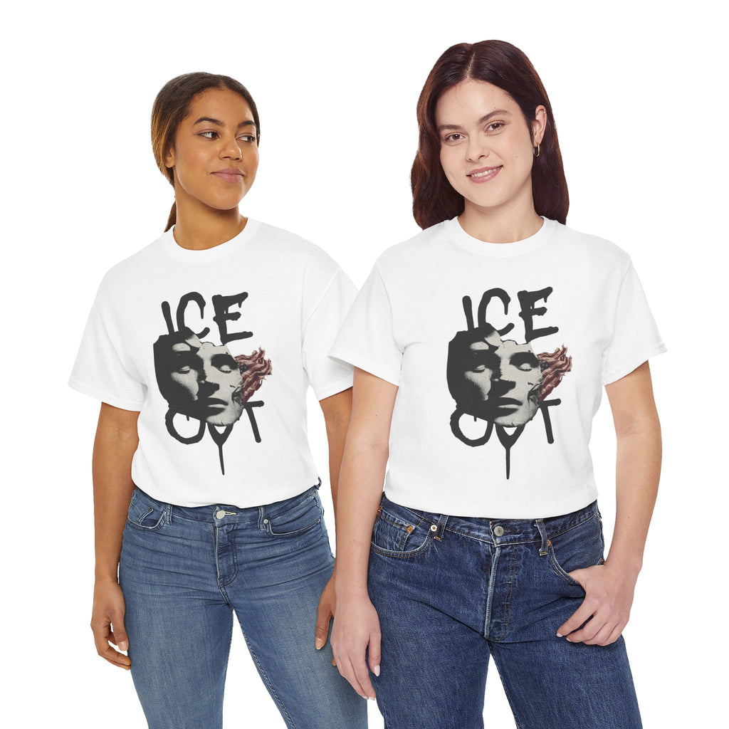 Ice Out Mask Graphic Tee — Abstract Face with Flame Art