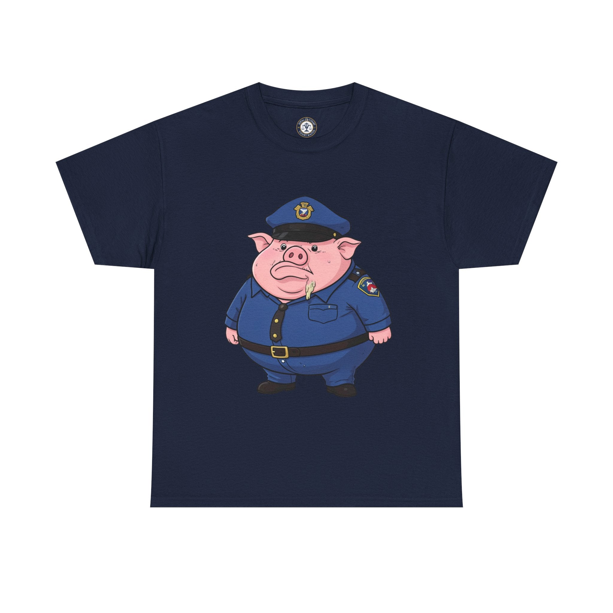 Funny Pig Officer Cartoon T-Shirt — "FTP" Graphic Tee