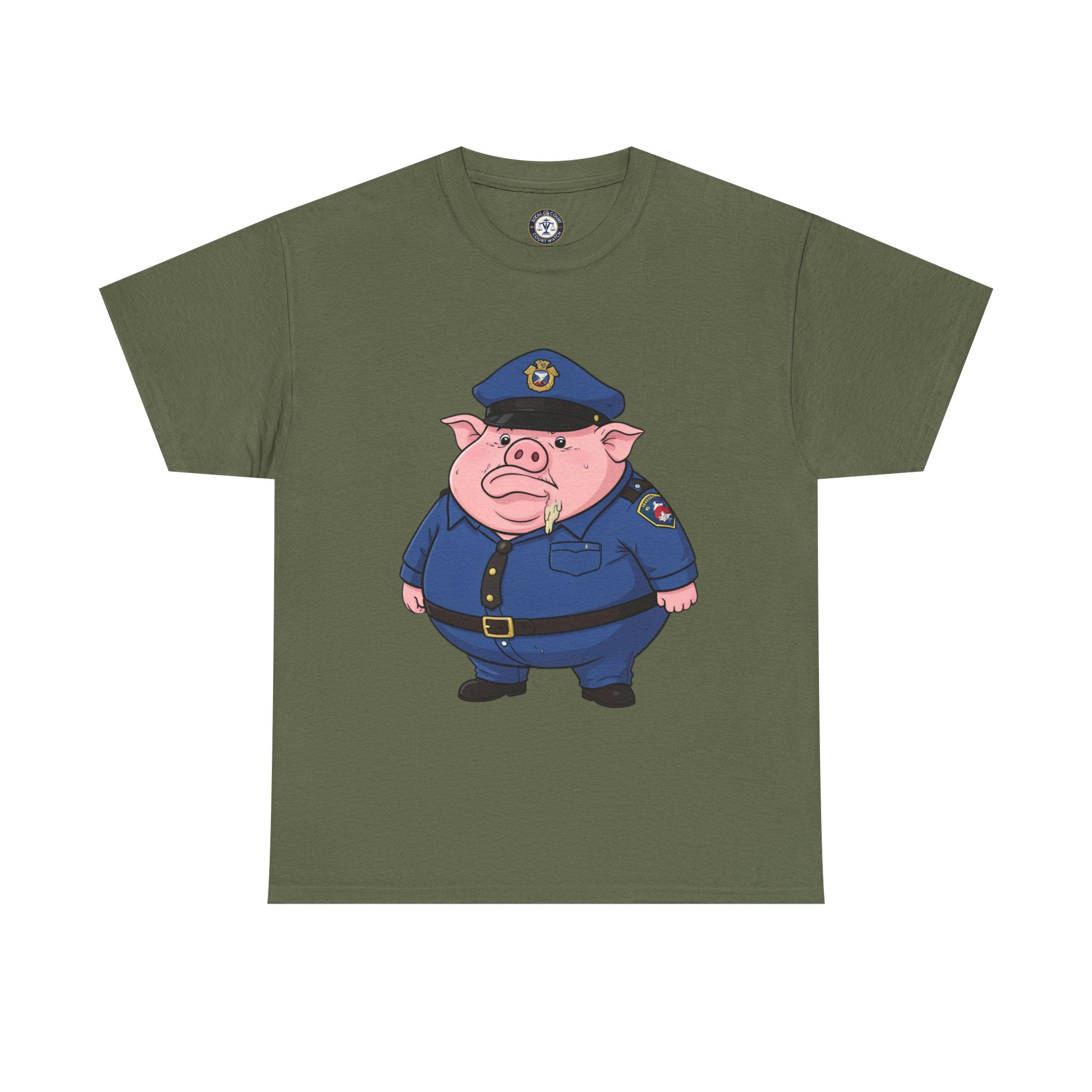 Funny Pig Officer Cartoon T-Shirt — "FTP" Graphic Tee