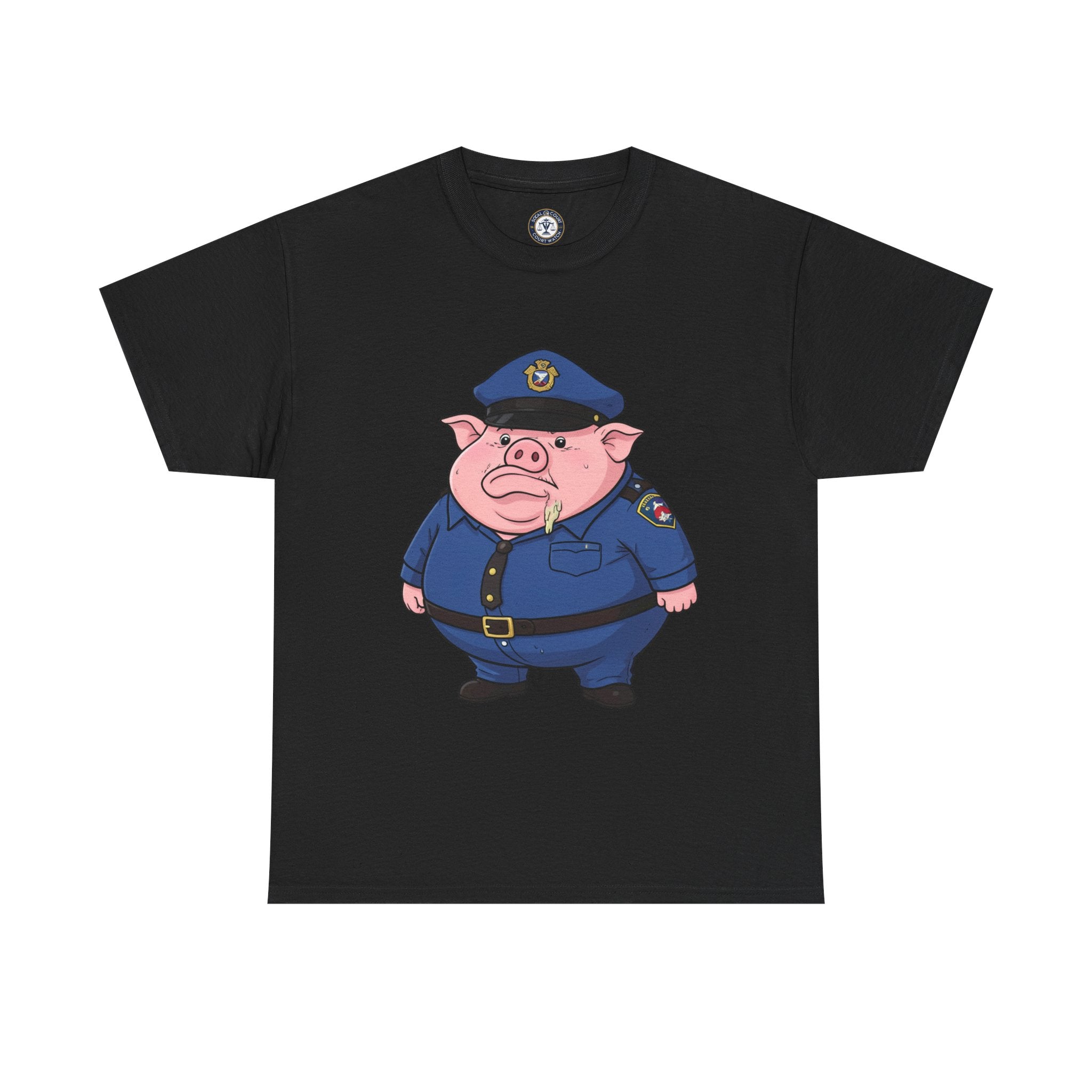 Funny Pig Officer Cartoon T-Shirt — "FTP" Graphic Tee