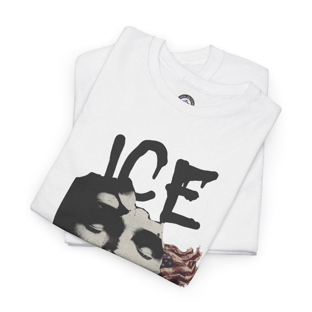 Ice Out Mask Graphic Tee — Abstract Face with Flame Art