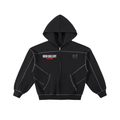 "RICH GALLERY COLLECTION" By Map House Contrast-Stitched Boxy Fleece Zip Hoodie